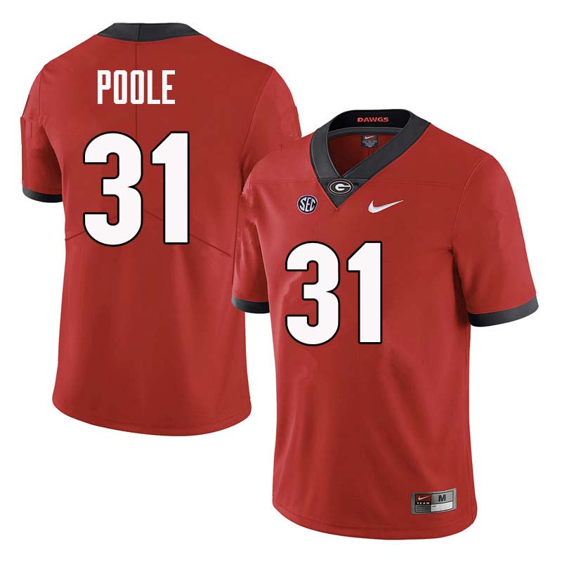 Men Georgia Bulldogs #31 William Poole College Football Jerseys Sale-Red